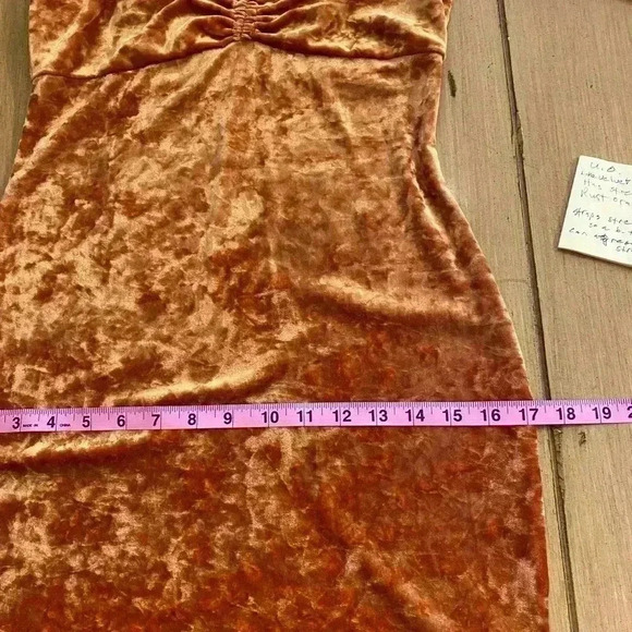 Urban Outfitters Women's Midi Burnt Orange Rust Velvet Like Cocktail Dress M - Picture 8 of 10